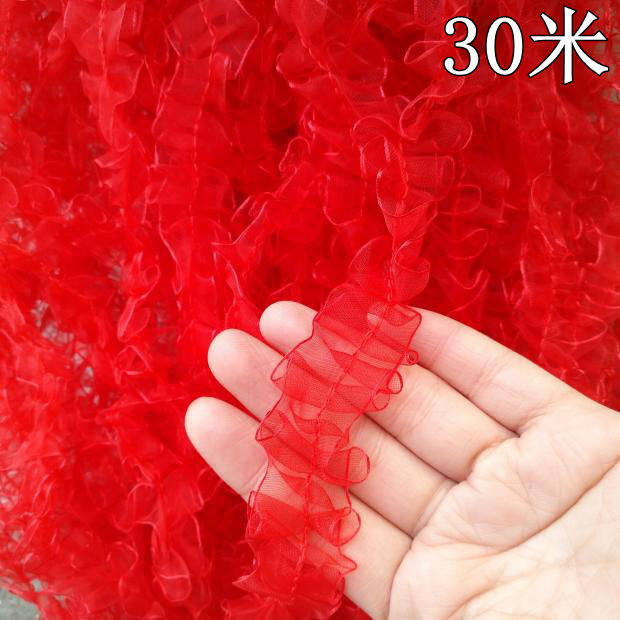 2 5cm light-free yarn Straight side car intermediate ultrasonic discounted pleated toy craft lace head hoop decoration-Taobao