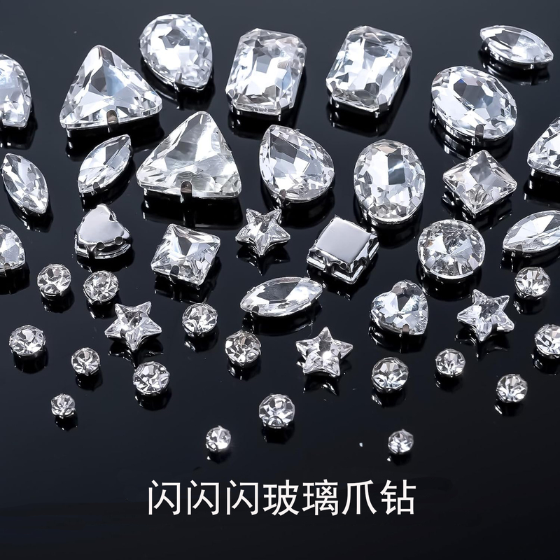 Glass Rhinestones with Holes That Can Be Sewn, Claw Rhinestones, Clothing Neckline Hair Accessories, Shoe and Bag Decorations, DIY Craft Materials