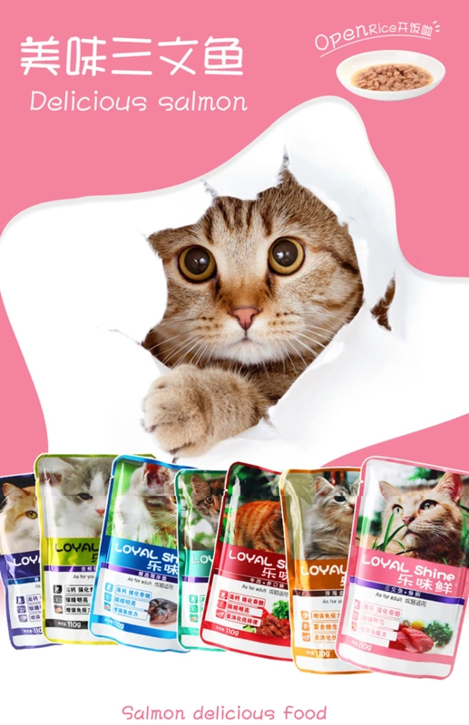 Seagull Baboon Lewei Fresh Cat Meal Pack Thức ăn ướt Thức ăn nhẹ 110g 7 hương vị tùy chọn 12 túi - Đồ ăn nhẹ cho mèo