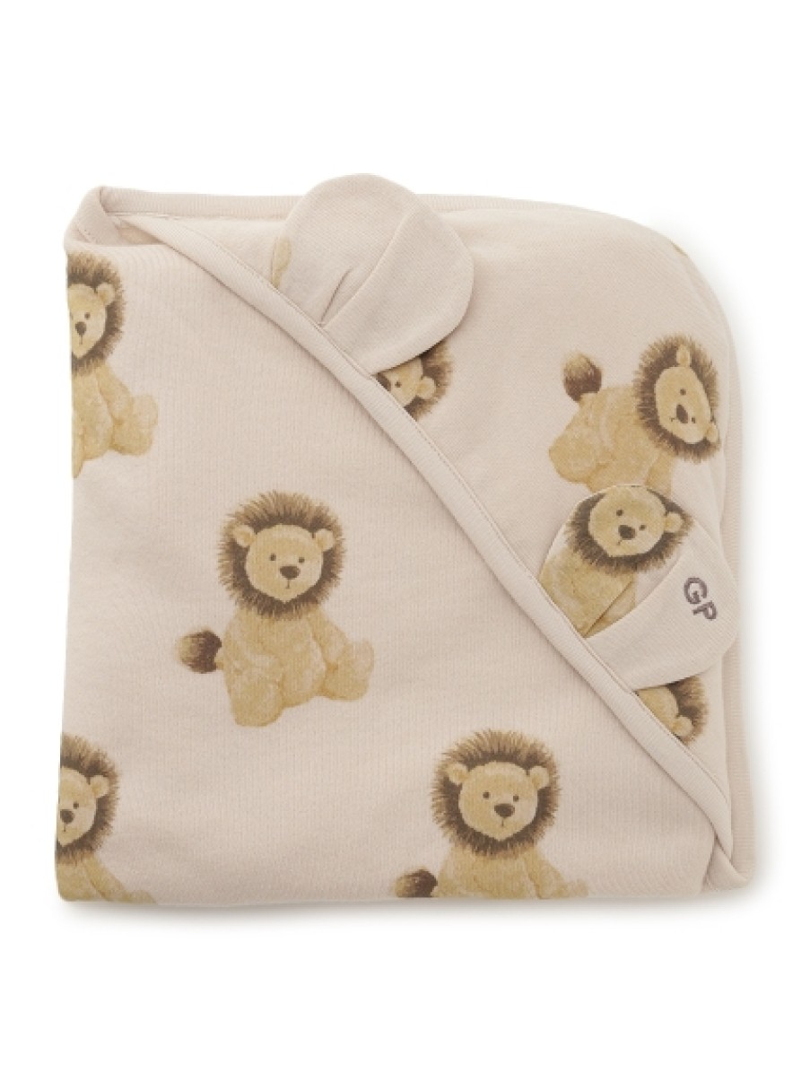 Japanese ice cream big plate soft cotton with small lion pattern solid ears newborn baby hug by covered blanket pure cotton