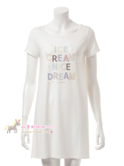 du family spot Japanese ice cream big plate ice cteam letter comfort fabric female growth T-shirt foreign dress