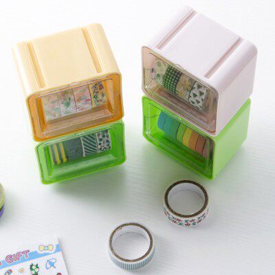 Japanese imports and paper tape storage box desktop storage box transparent finishing box stationery storage handbook essential