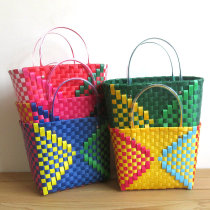 Plastic vegetable basket woven bag butterfly shaped foreign trade handbag grocery shopping basket tote basket storage basket supermarket shopping basket