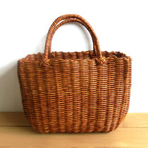 Hand-woven shopping basket thin tube plastic vegetable basket handbag basket environmentally friendly grocery shopping basket storage basket hand shopping bag