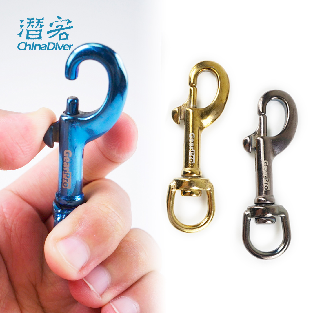 GearPro Plating Section 316 Stainless Steel Color Single Head Hook Spring Quick Shackle Single Head Buttoned Diving Accessory