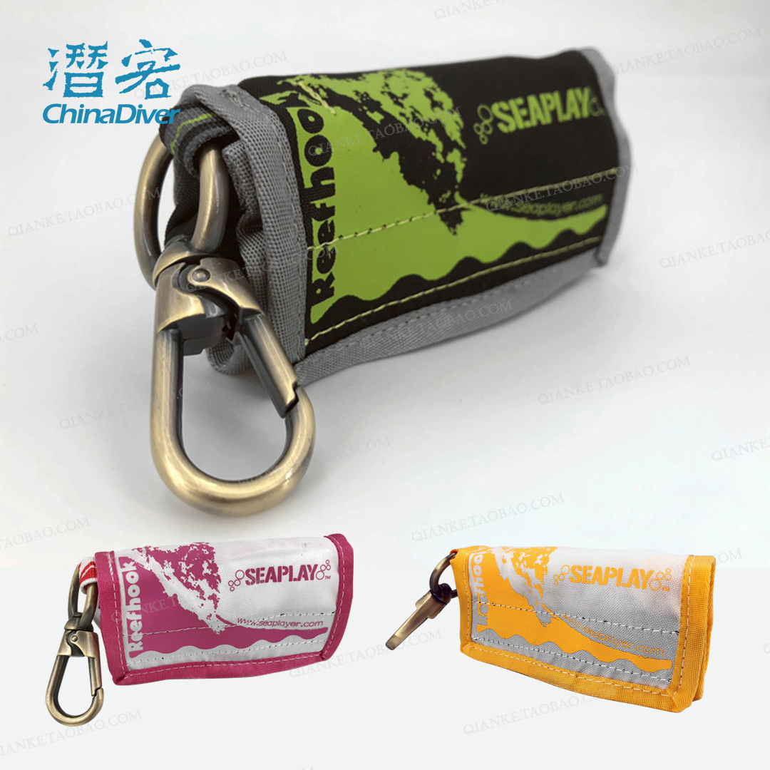 Seaplay diving flow hook single head reinforced anti-pull webbing type portable 316 stainless steel hook containing bag