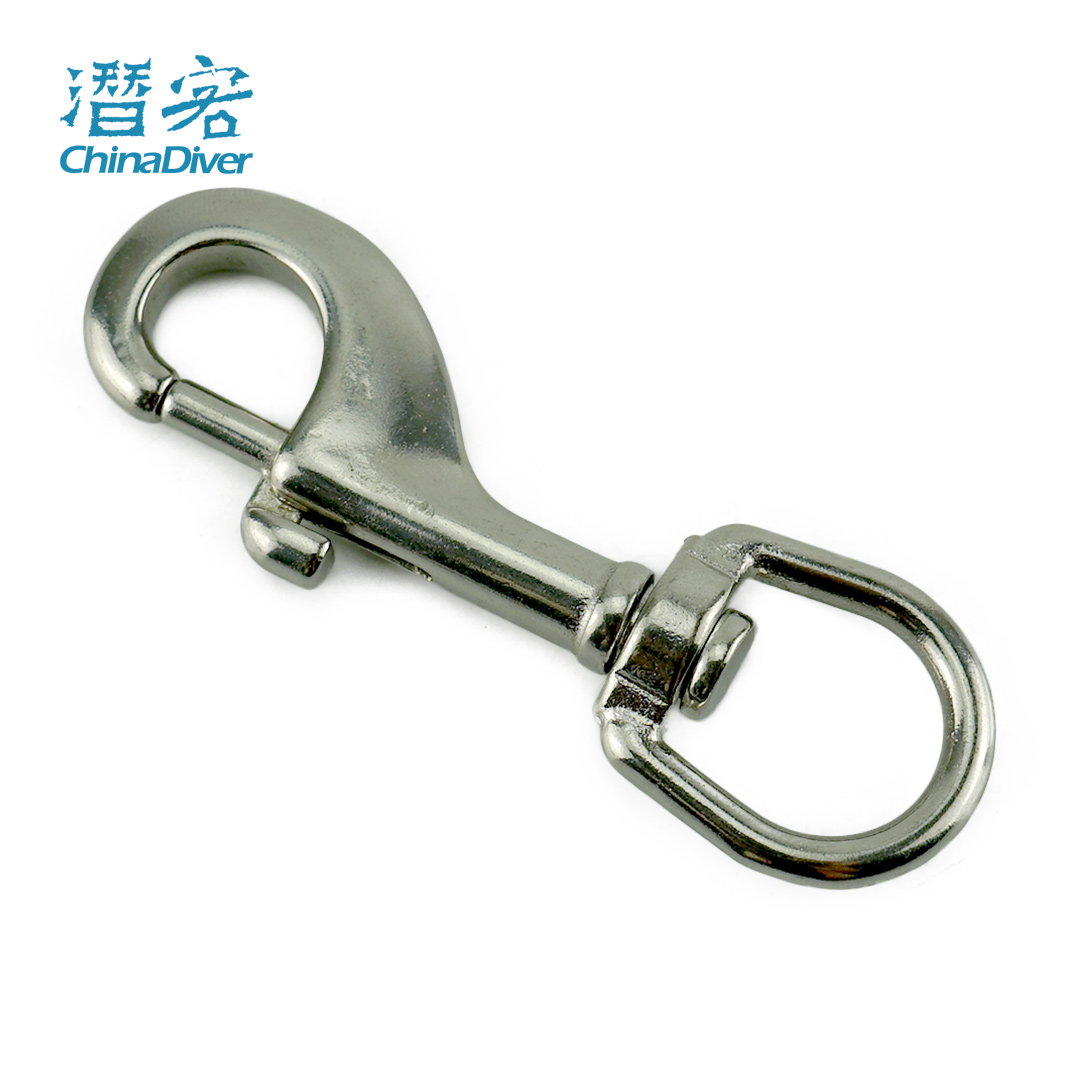 Diving single head buckle high quality 316 stainless steel deep diving hook P type hook single head universal swivel hanging buckle water lung used