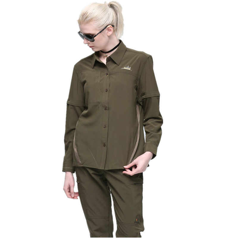 Spring Autumn Speed Dry Clothes Pants Woman Slim Fit Outdoor Sunscreen Jacket Detachable Cuff Breathable Quick Dry Climbing Shirt Long Pants