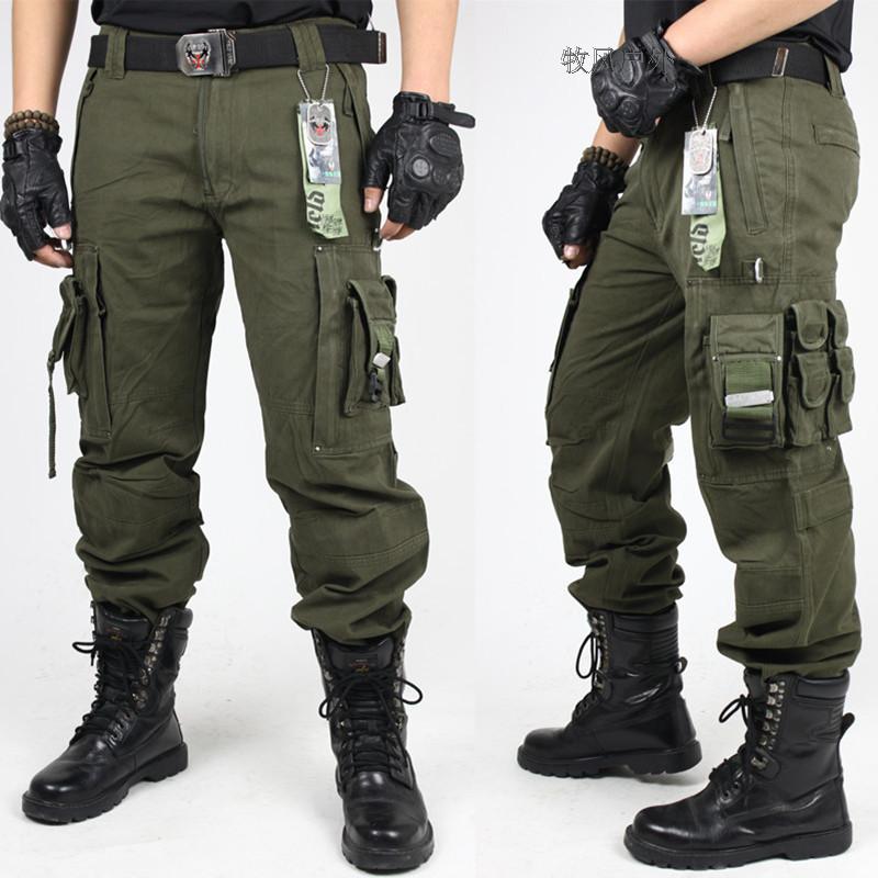 Outdoor camouflage cargo pants men spring and autumn scratch-proof tactical pants loose cotton military pants men multi-pocket US military trousers men