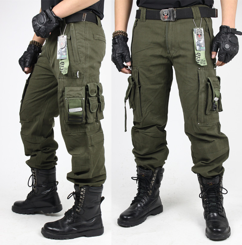 Loose casual pants Men's spring and autumn anti-scratch tactical pants pure cotton special forces trousers men's straight multi-pocket overalls