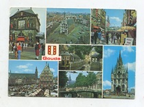 1974 carte postale du Pays-Bas Gouda scénique et célèbre pour les timbres de la Reine