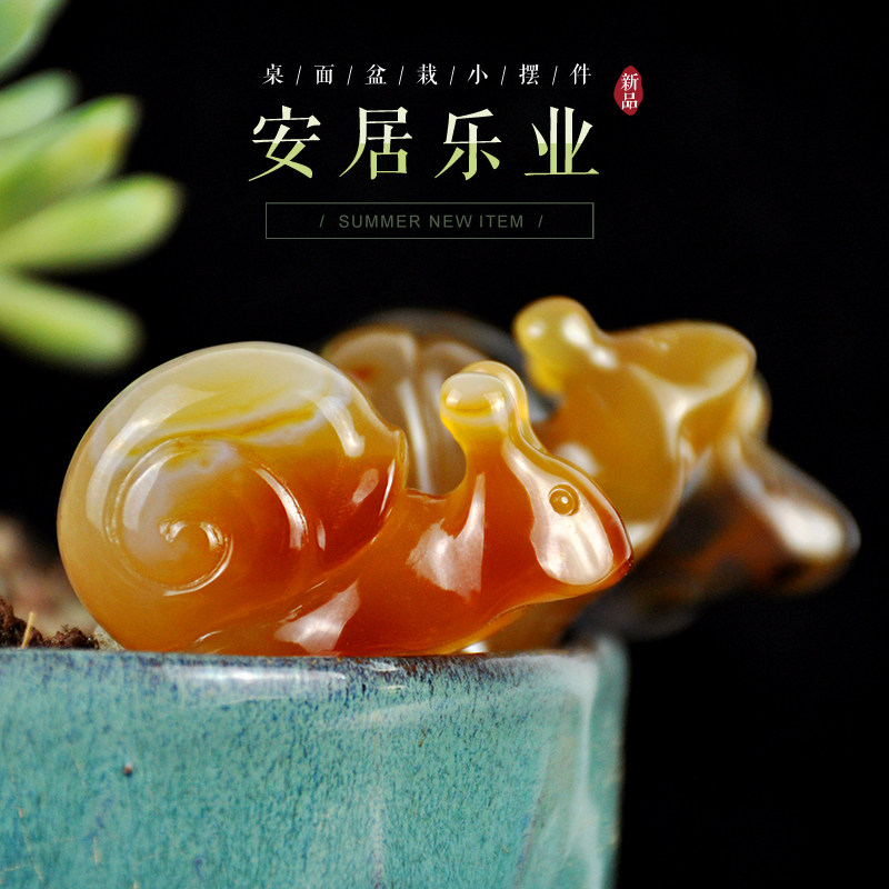 Jade Manau snails with their hands to play pieces jade medullary and contentment office desktop potted tea table small pendulum pieces