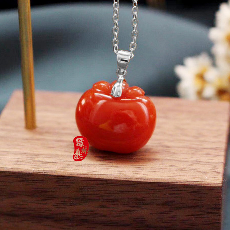 Natural Liangshan South red Agate necklace pendant Female gourd Ruyi peach small hanging jewelry Beaded accessories