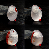 Natural Liangshannan Red Agate Maitreya Buddha pendant Lychee frozen tile Southwest red belly Buddha statue jewelry accessories pendant