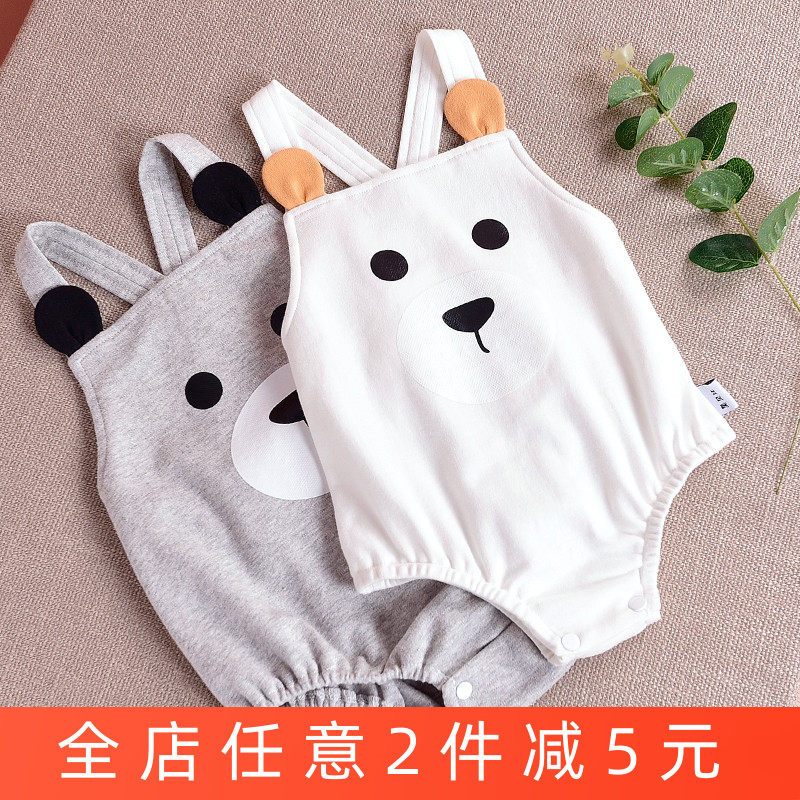 Baby suspender one-piece triangle ha coat cotton summer baby backless half-back belly pocket watermelon suit wrapped ass clothing 13 years old