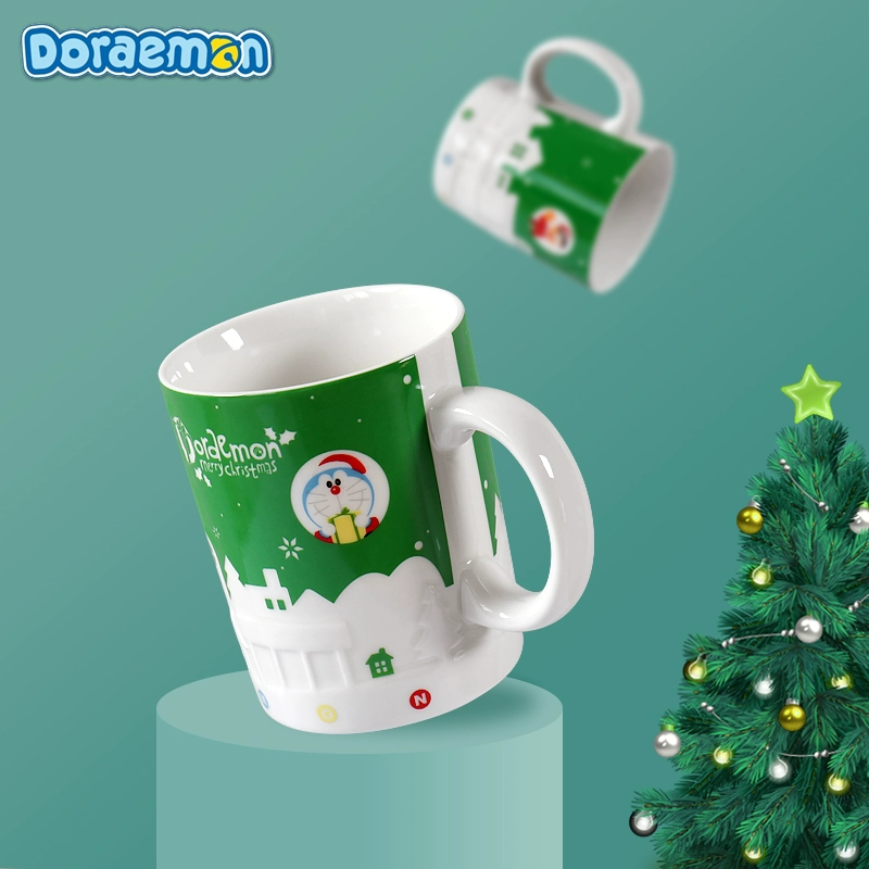 Doraemon Cúp sứ Giáng sinh Trẻ em Phim hoạt hình Cốc nước Quà tặng Giáng sinh Ủy quyền chính hãng - Cup / Table ware / mài / Phụ kiện