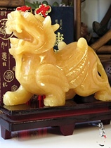 Natural jade carving topaz Pixiu ornaments animal pair large living room home Piqiu fortune simple decoration