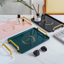 Light luxury rectangular tray household tea cup tea tray Nordic ins hotel commercial storage plastic plate