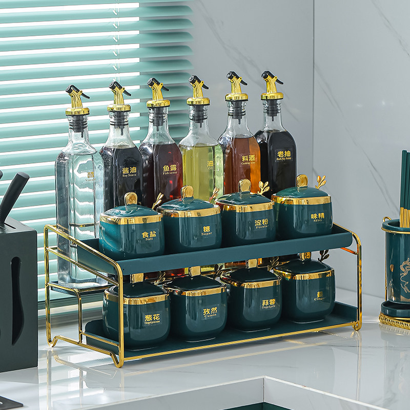 Light luxury net red seasoning box Nordic seasoning jar storage layer rack seasoning jar seasoning box sealed jar seasoning rack