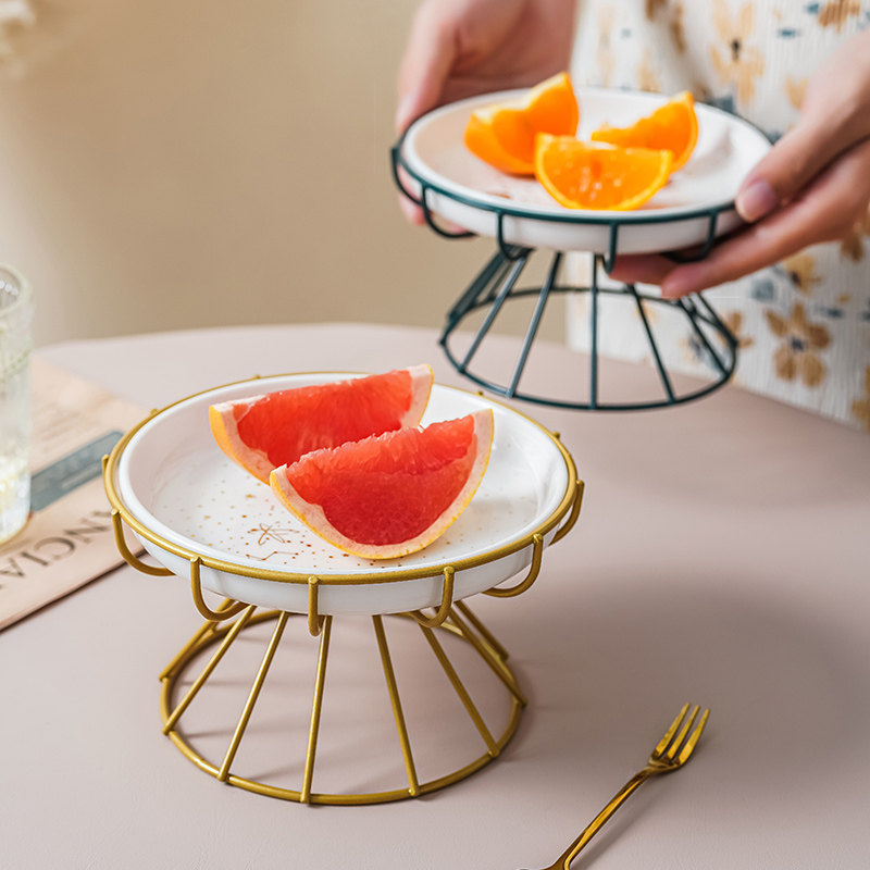 Creative Nets Red Fruits Pan Dried Fruits Melon Seeds Snack Candy Pan Dessert Gold High Foot Modern Living Room Tea Table Home