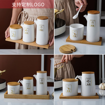 Ceramic seasoning creative seasoning box set household kitchen soy sauce bottle chili vinegar bottle noodle restaurant commercial food grade