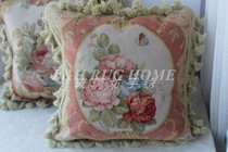 Classical handmade wool fine velvet embroidered cushion cover 40x40cm hand embroidered rose cushion cover