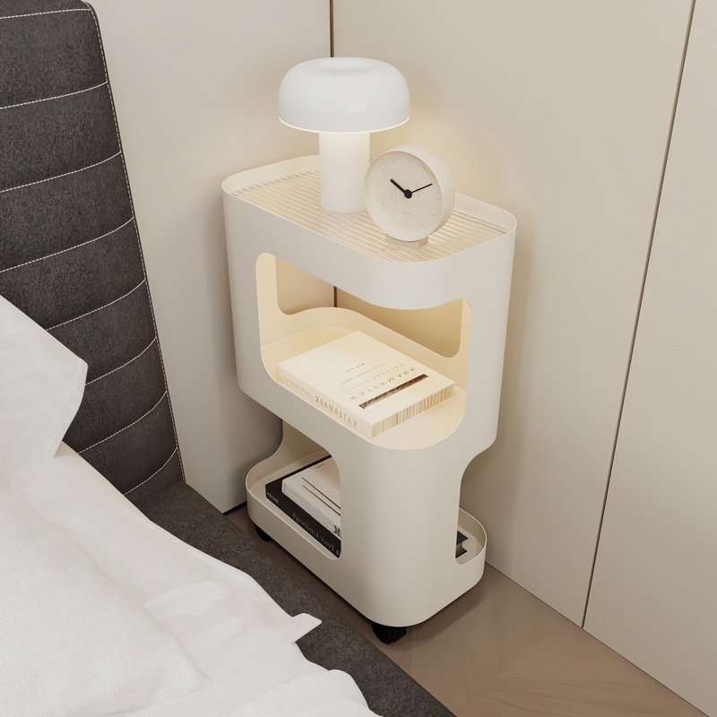 Bedside Table, Small Side Table for Home Use, Mini Ultra-Narrow 20cm Alternative Storage Rack, Gap-Filling Mobile Ultra-Narrow Side Cabinet
