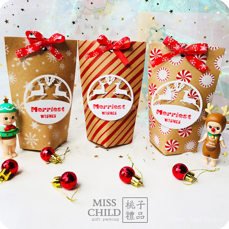 4 Christmas kraft carton creative Christmas snowflake color ball slant candy gift decoration carton