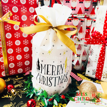 10 White Christmas fresh drawstring bags Christmas gift packaging corset pocket children candy bags