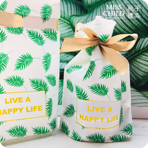 10 ins gift bag fresh leaf drawstring bag small gift corset pocket candy biscuit gift bag