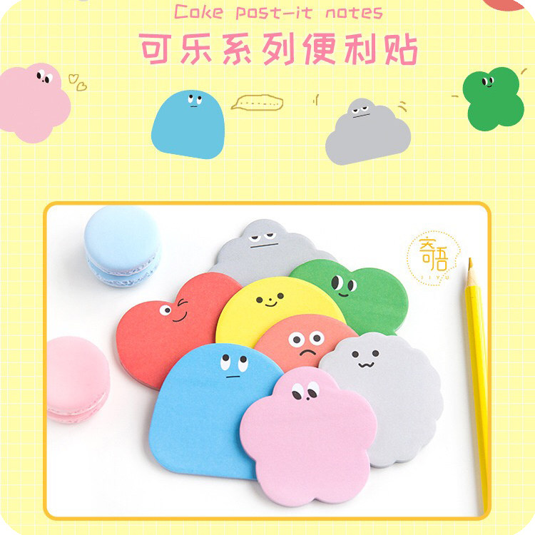 Moe cute pure color strange expression mini color note paper office desktop N post message note paper