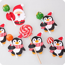 50 pieces Christmas lollipop decoration paper card Santa Claus snowman cartoon children candy decoration card