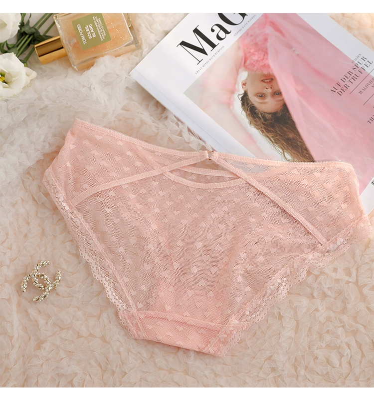 Đầy đủ của Little Love Sexy Panty Tube Auntie 10:30 E-001 Trong suốt Quần lót trong suốt Peach Heart 3 Pack - Giữa eo