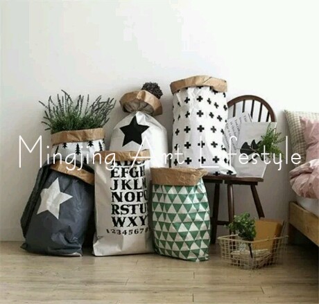 ins Nordic net red English cow leather containing paper bag home floral toy containing decoration photo