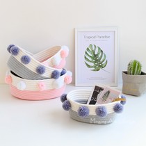 ins Nordic style simple desktop small wool ball cotton rope weaving storage basket snacks sundries cosmetics storage basket