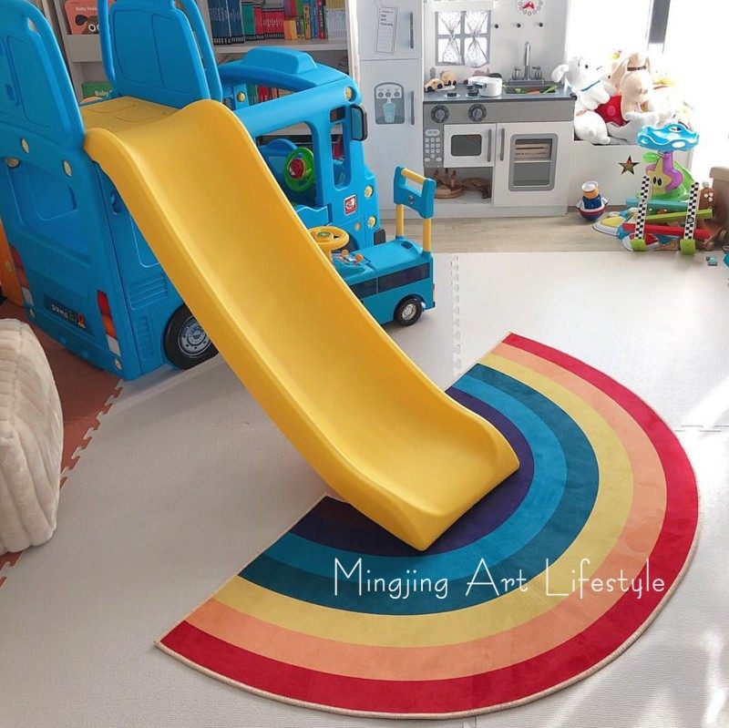 ins Nordic children's room rainbow carpet crawling blanket cute baby game crawling slide floor mat children photography