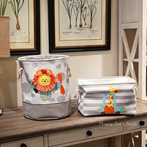 Nordic childrens cartoon toy storage bucket lion giraffe baby clothing storage basket debris finishing box