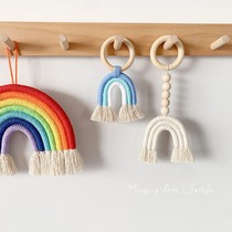 ins Nordic wooden ring rainbow handmade cotton rope hanging creative tassel pendant childrens room kindergarten decoration pendant