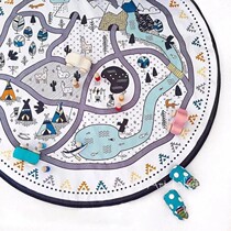 ins Nordic coachable canvas Crawling Cushion Ground Mat Childrens Room Round Village Play Cushion Decorative Rug