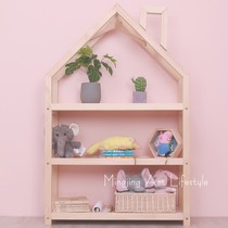 Nordic solid wood small house shelf bookshelf childrens room furniture storage cabinet rack decoration home furnishings
