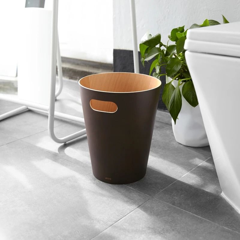 umbra storage trash wooden bucket Creative living room office household debris tube lidless round barrel storage bucket