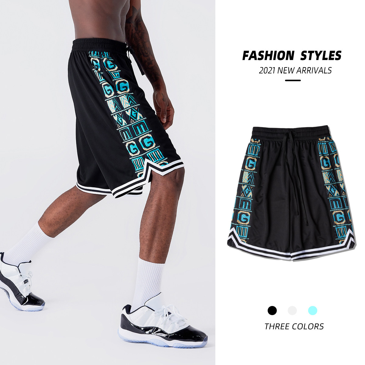 American basketball pants train five-pop pants sports shorts over knee loose beach pants running fitness female tide summer