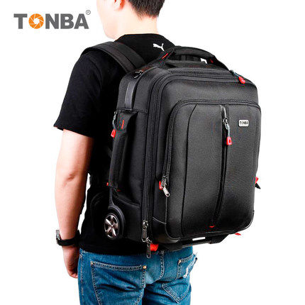 Tomba 2000 SLR large capacity photography trolley case double shoulder camera bag nylon travel tow box multi-lens