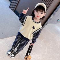 South Korean girls autumn clothing suit 2021 new spring and autumn childrens baby girl baby fall net red foreign air two sets