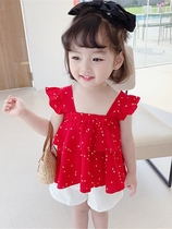 Korean girl baby net red summer suit Girls fashion Chiffon suspender two-piece set year-old little girl cute outfit