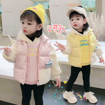 Korean female baby autumn and winter vest vest dress two-piece girl plus velvet thick coat childrens foreign style suit top