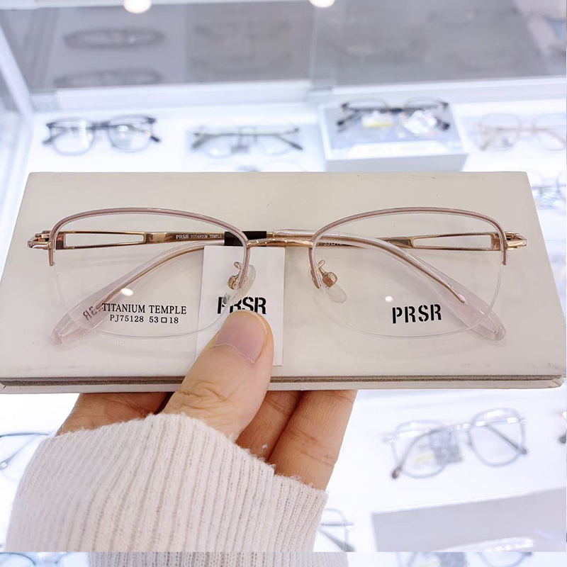 Prsr Pasha New Style Eyeglass Frames Retro Half-Frame for Small Faces, Unisex Small Frame, Can Be Fitted with Prescription Lenses and Blue Light Protection Pj75128