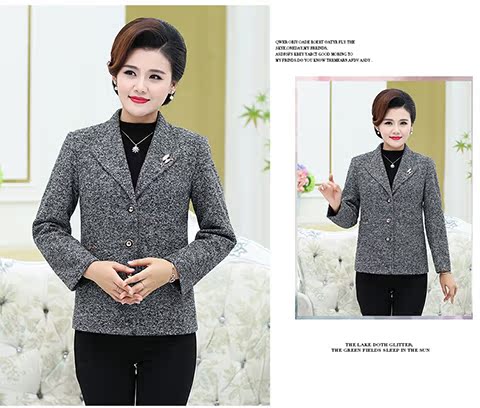 Áo gió ngắn nữ trung niên 40-50 tuổi 60 mẹ tải áo len mùa thu và áo khoác mùa đông nhỏ đồ bộ mặc nhà cho người trung niên
