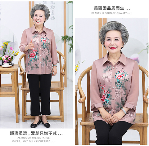 Bà mẹ mùa xuân áo mẹ trung niên mùa hè phù hợp với bà 60 tuổi quần áo sân lớn ngày của mẹ - Quần áo của mẹ áo sơ mi nữ trung niên