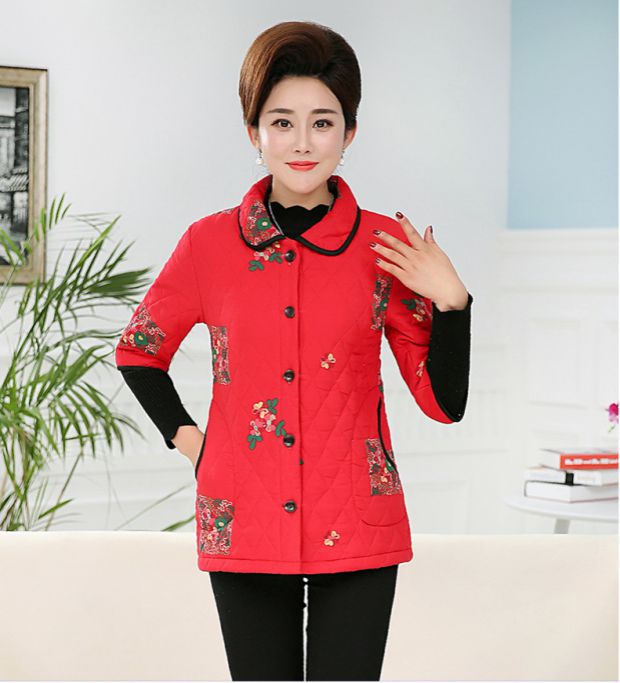 Phụ nữ trung niên áo vest cotton mùa thu và mùa đông mới của mẹ áo khoác nữ trung niên cao cấp